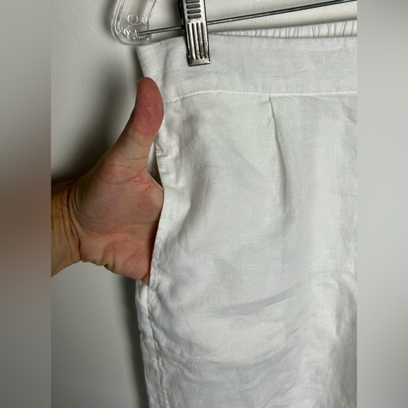 H by Halston Size M Women's White 100% Linen Shorts Beach Vacation Resort Summer - Picture 5 of 15